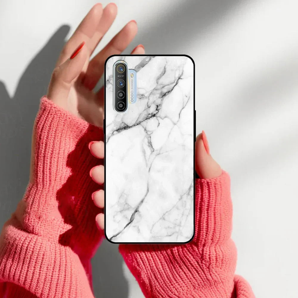 White Marble Patter Glass Case Cover For Realme/Narzo - ShopOnCliQ