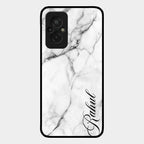White Marble Patter Glass Case Cover For Redmi 11 Prime 4G