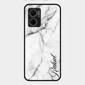 White Marble Patter Glass Case Cover For Redmi 11 Prime 5G
