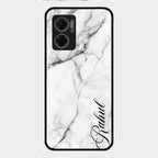 White Marble Patter Glass Case Cover For Redmi 11 Prime 5G