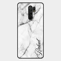 White Marble Patter Glass Case Cover For Redmi 9 Prime