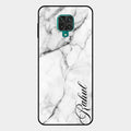 White Marble Patter Glass Case Cover For Redmi Note 10 Lite