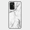 White Marble Patter Glass Case Cover For Redmi Note 10 Pro Max