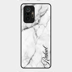 White Marble Patter Glass Case Cover For Redmi Note 10 Pro Max