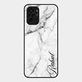 White Marble Patter Glass Case Cover For Redmi Note 10
