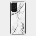 White Marble Patter Glass Case Cover For Redmi Note 11T 5G
