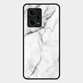White Marble Patter Glass Case Cover For Redmi Note 12 Pro Plus 5G