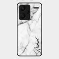 White Marble Patter Glass Case Cover For Redmi Note 13 Pro Plus 5G