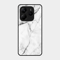 White Marble Patter Glass Case Cover For Redmi Note 14 5G