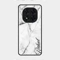 White Marble Patter Glass Case Cover For Redmi Note 14 Pro 5G