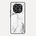 White Marble Patter Glass Case Cover For Redmi Note 15 5G