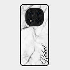 White Marble Patter Glass Case Cover For Redmi Note 15 Pro 5G