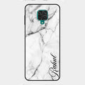 White Marble Patter Glass Case Cover For Redmi Note 9 Pro
