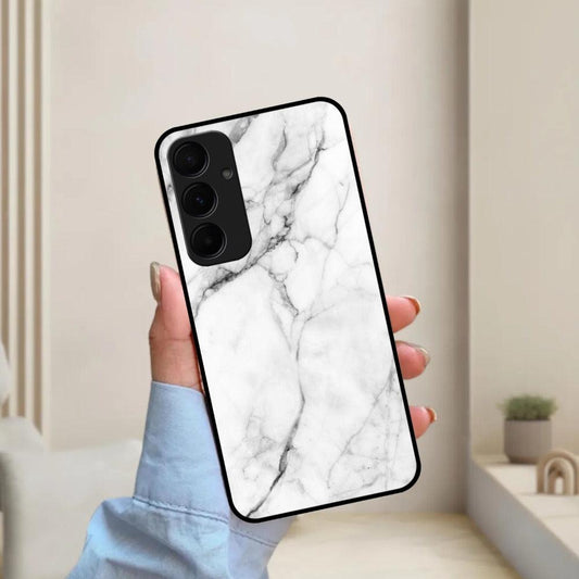 White Marble Patter Glass Case Cover for Samsung