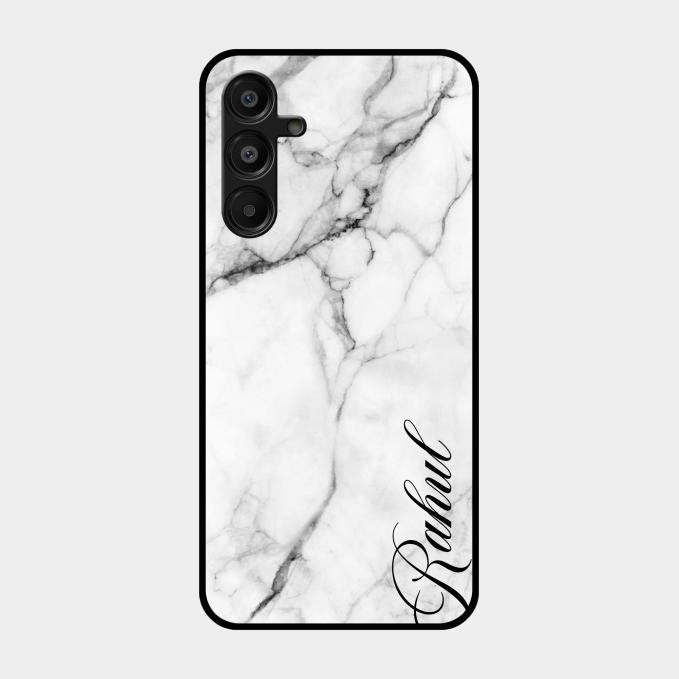 White Marble Patter Glass Case Cover For Samsung Galaxy A16 5G