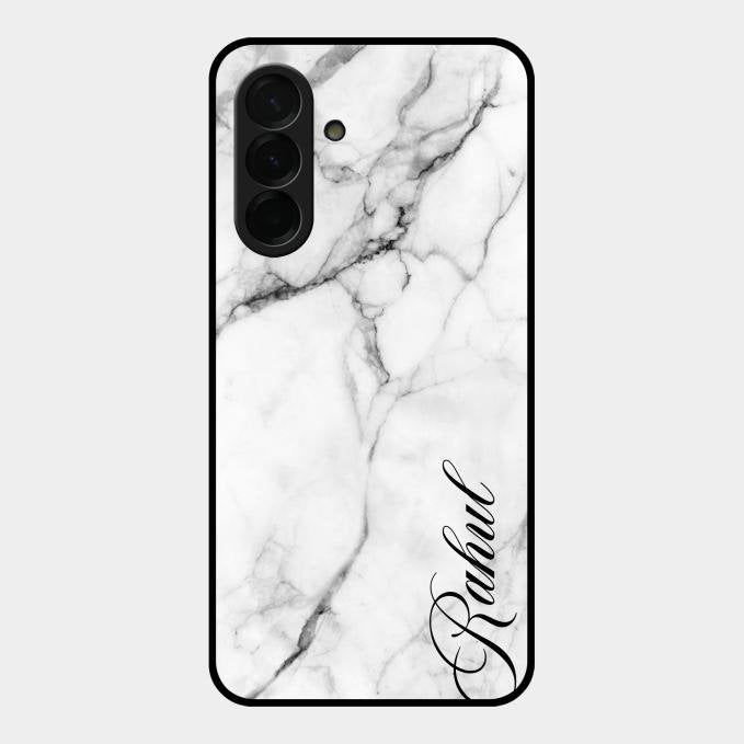 White Marble Patter Glass Case Cover For Samsung Galaxy A26 5G