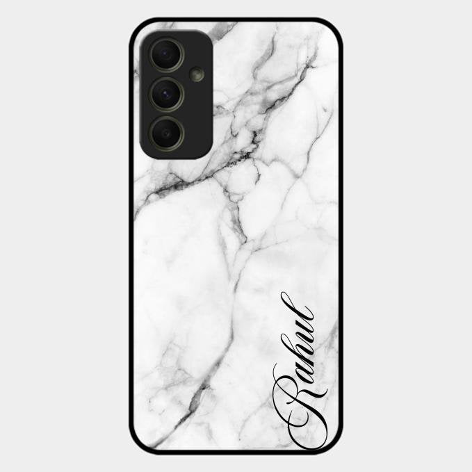 White Marble Patter Glass Case Cover For Samsung Galaxy A34 5G