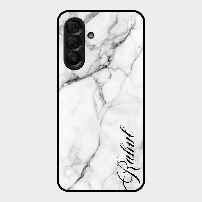White Marble Patter Glass Case Cover For Samsung Galaxy A56 5G