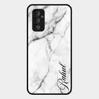 White Marble Patter Glass Case Cover For Samsung Galaxy F23 5G