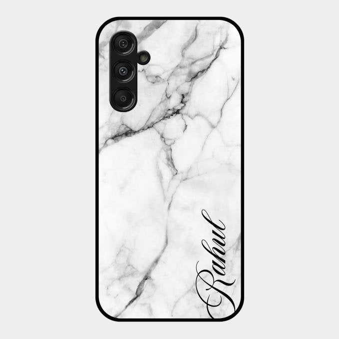 White Marble Patter Glass Case Cover For Samsung Galaxy F34 5G