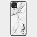 White Marble Patter Glass Case Cover For Samsung Galaxy F42 5G