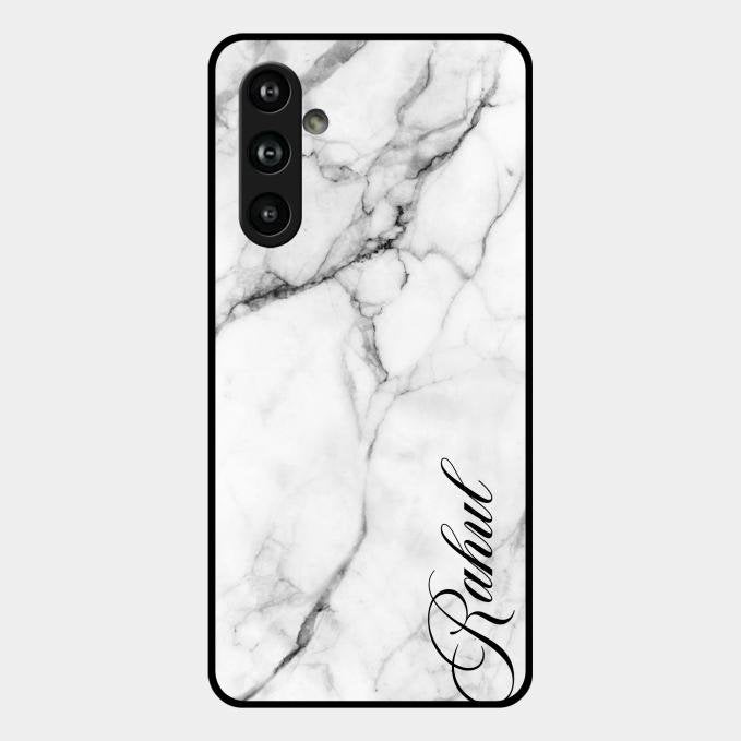White Marble Patter Glass Case Cover For Samsung Galaxy F54 5G
