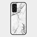 White Marble Patter Glass Case Cover For Samsung Galaxy M14 5G