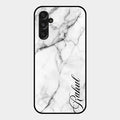White Marble Patter Glass Case Cover For Samsung Galaxy M34 5G