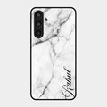 White Marble Patter Glass Case Cover For Samsung Galaxy M35 5G