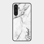 White Marble Patter Glass Case Cover For Samsung Galaxy M35 5G