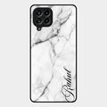 White Marble Patter Glass Case Cover For Samsung Galaxy M53 5G