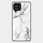 White Marble Patter Glass Case Cover For Samsung Galaxy M53 5G