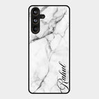 White Marble Patter Glass Case Cover For Samsung Galaxy M55 5G