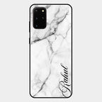 White Marble Patter Glass Case Cover For Samsung Galaxy S20 Plus