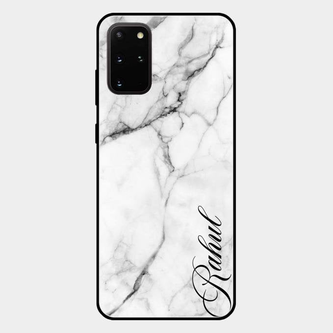 White Marble Patter Glass Case Cover For Samsung Galaxy S20 Plus