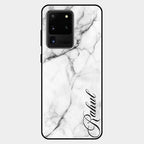 White Marble Patter Glass Case Cover For Samsung Galaxy S20 Ultra