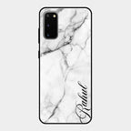White Marble Patter Glass Case Cover For Samsung Galaxy S20