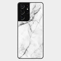 White Marble Patter Glass Case Cover For Samsung Galaxy S21 Ultra