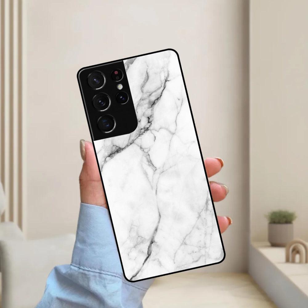 White Marble Patter Glass Case Cover for Samsung - ShopOnCliQ