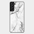 White Marble Patter Glass Case Cover For Samsung Galaxy S21
