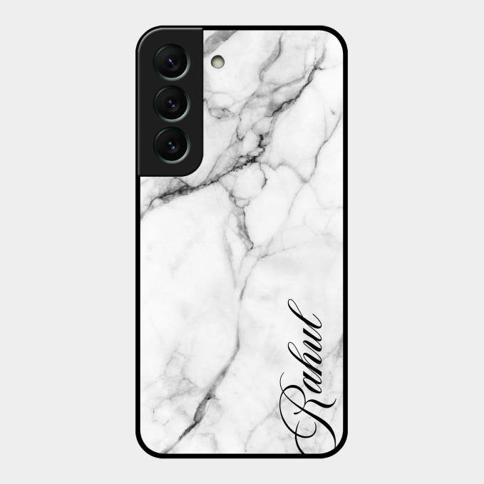 White Marble Patter Glass Case Cover For Samsung Galaxy S22 5G