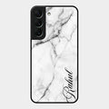 White Marble Patter Glass Case Cover For Samsung Galaxy S22 5G