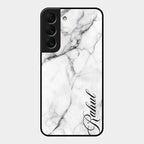 White Marble Patter Glass Case Cover For Samsung Galaxy S22 5G