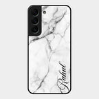 White Marble Patter Glass Case Cover For Samsung Galaxy S22 Plus 5G