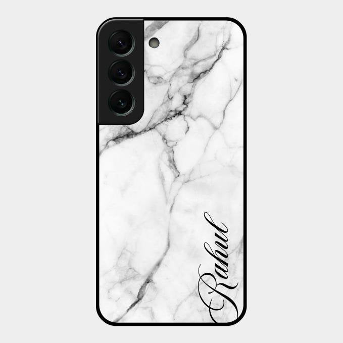 White Marble Patter Glass Case Cover For Samsung Galaxy S22 Plus 5G