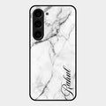 White Marble Patter Glass Case Cover For Samsung Galaxy S23 5G