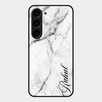 White Marble Patter Glass Case Cover For Samsung Galaxy S23 5G