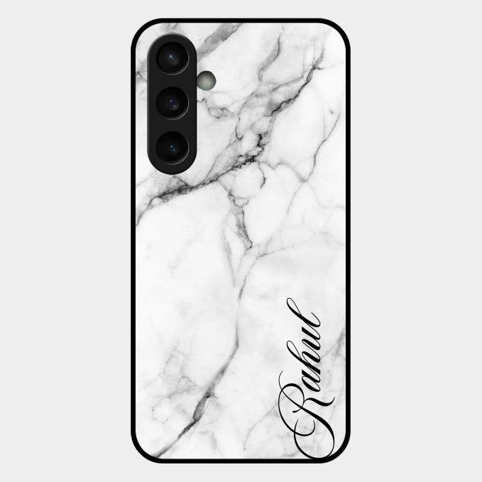 White Marble Patter Glass Case Cover For Samsung Galaxy S23 Fe 5G