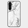 White Marble Patter Glass Case Cover For Samsung Galaxy S23 Fe 5G