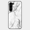 White Marble Patter Glass Case Cover For Samsung Galaxy S23 Plus 5G